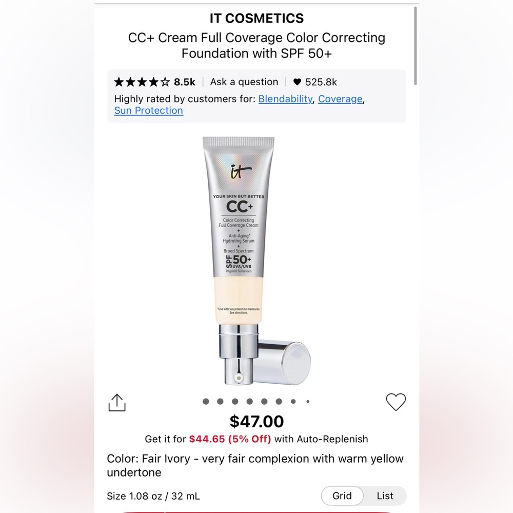 IT Cosmetics CC+ Cream SPF 50+
